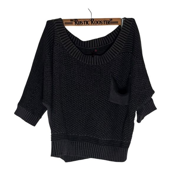 Womens Material Girl Cropped Slouch Scoop Neck Boho 90s like Gray Sweater Large - Picture 10 of 10